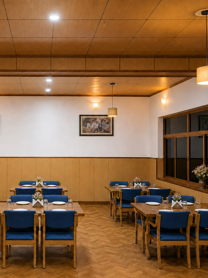 Dining hall of Hotel Abu Palace, Leh